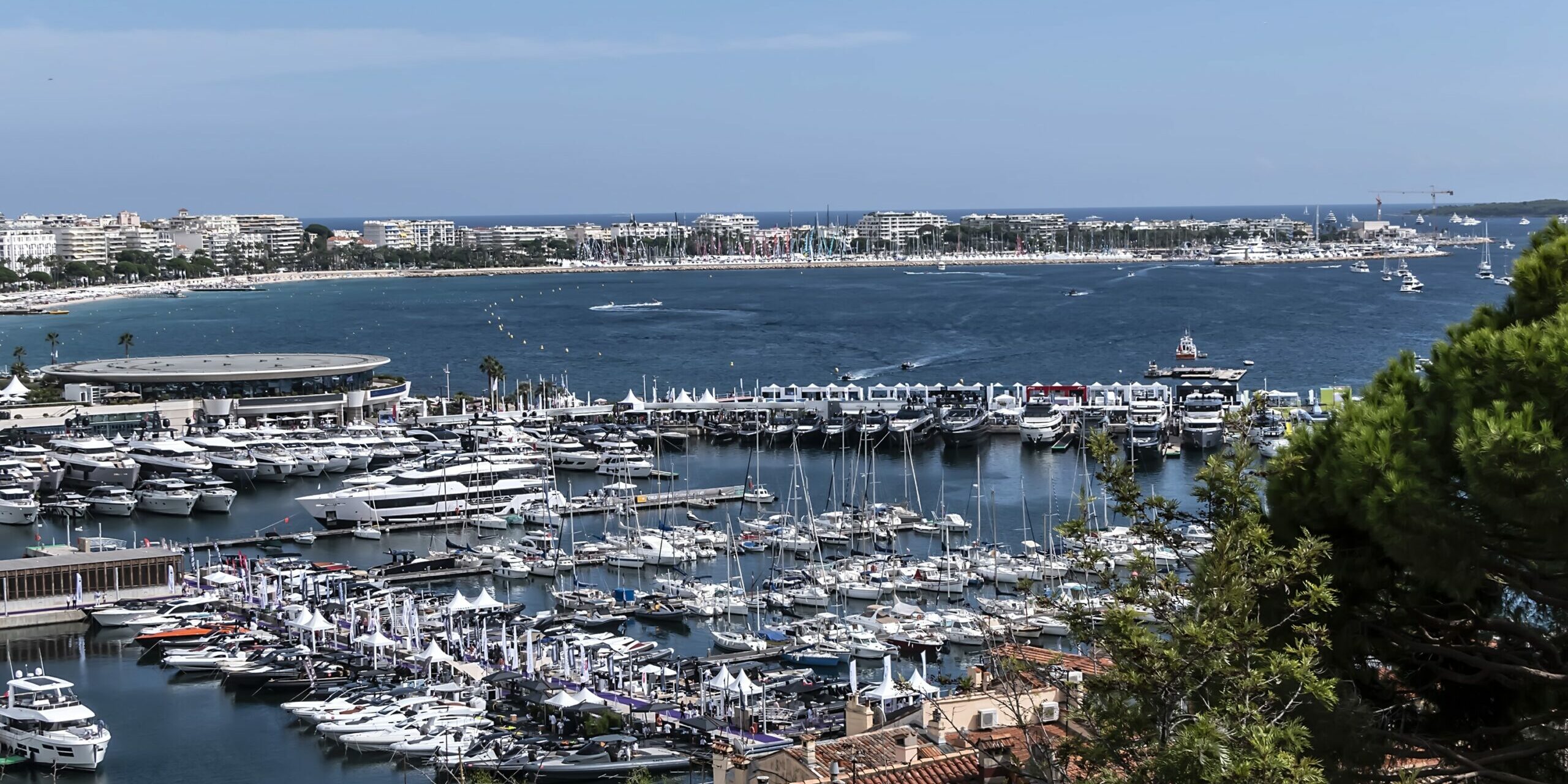 Image of the port at the Cannes Yachting Festival with both sail and motor boats