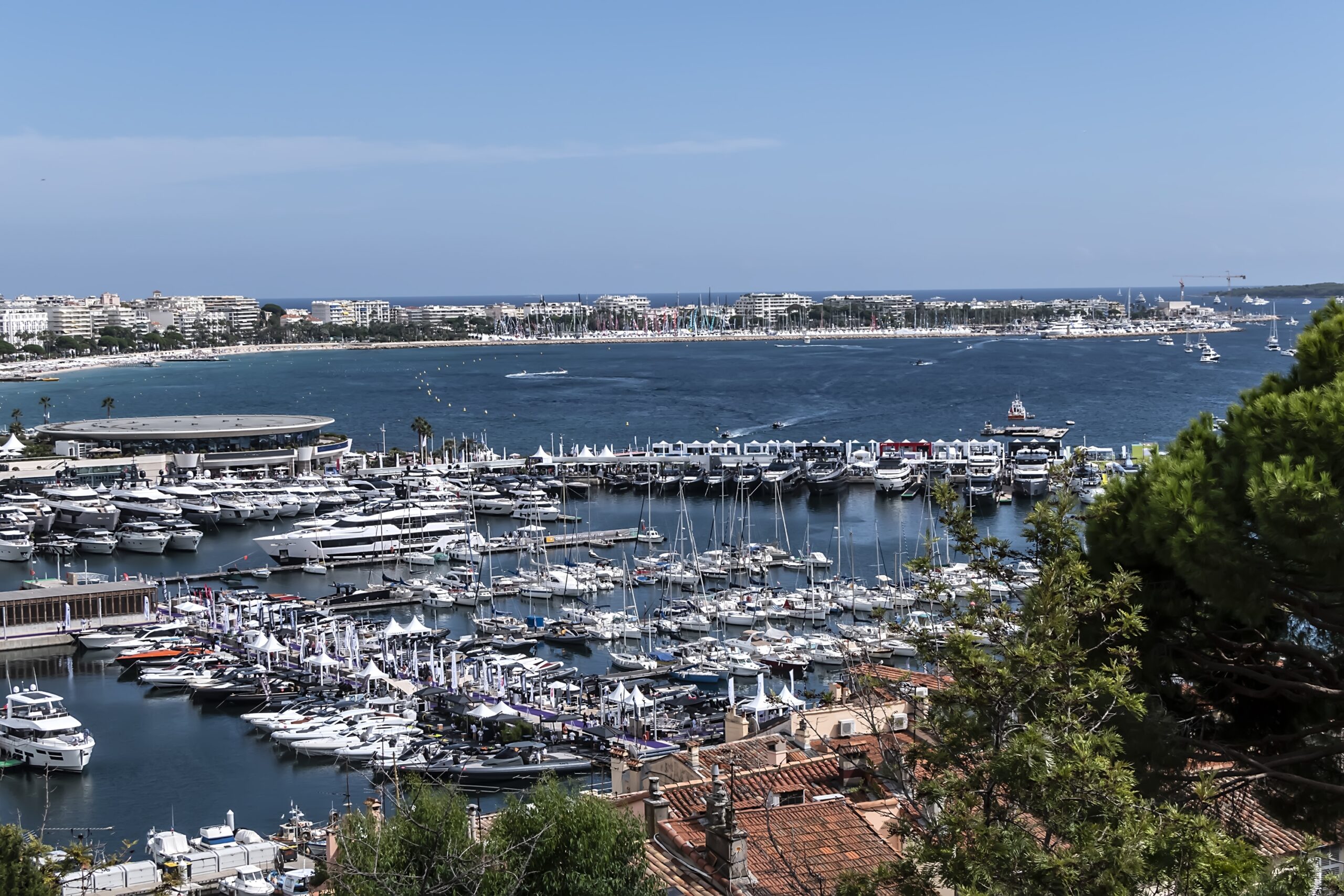 Image of the port at the Cannes Yachting Festival with both sail and motor boats